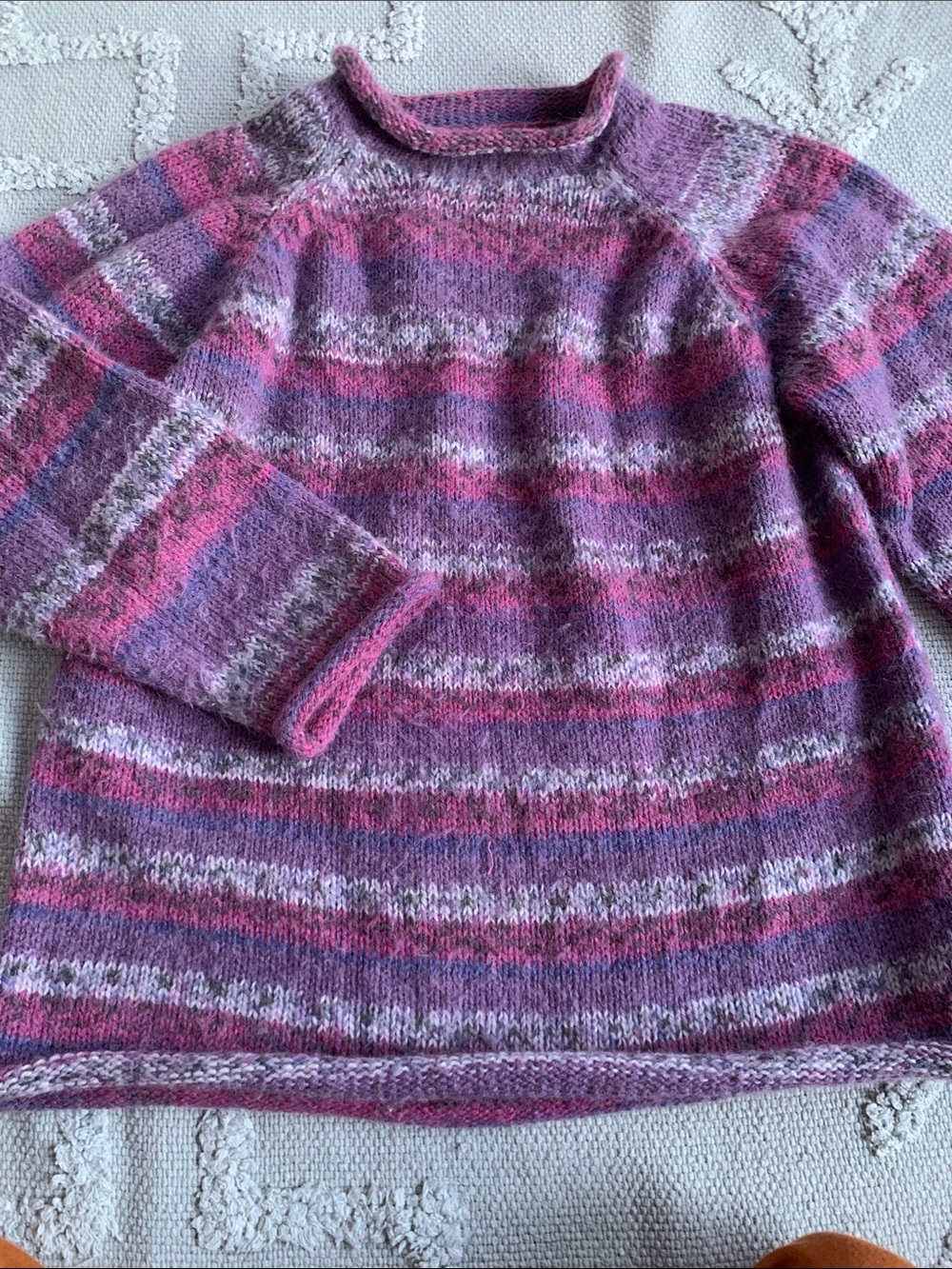 Women’s Striped Crewneck Sweater - Pink & Purple - Picture 5 of 6
